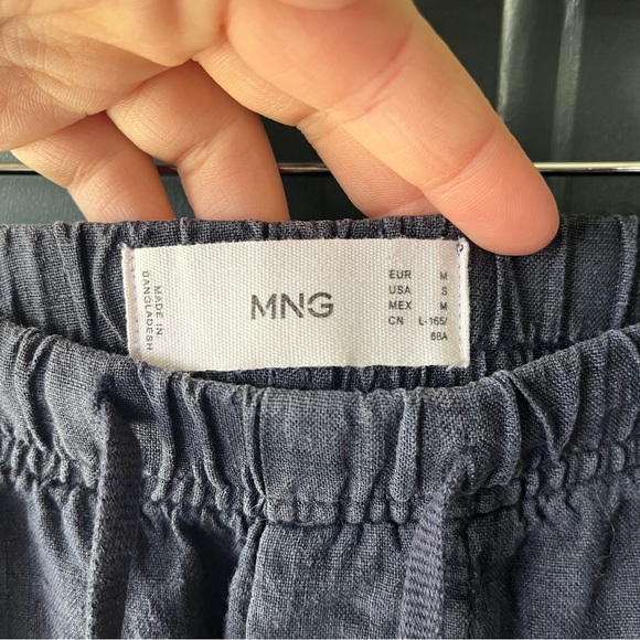 FOR JUDY Mango Navy Linen drawstring pants size M - Picture 4 of 6